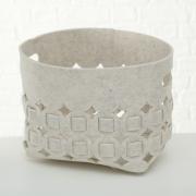 Filzkorb Flechtoptik Korb mit Grifflchern beige Gr. S