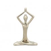 Dekofigur Frauenskulptur Yoga Aluminium silber 23cm