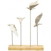 Dekoobjekt Vögel Holz und Metall Aluminium silber 50cm