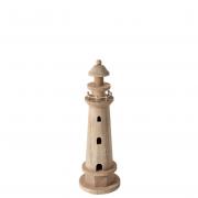Deko Leuchtturm Holz natur Vintage 37cm