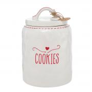 Keksdose Vorratsdose Cookies Keramik creme - rot 26cm