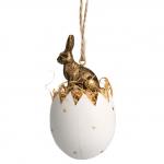 Hänger Osterei mit Hase antik-gold 8,5cm Hänger Osterei mit Hase antik-gold 8,5cm