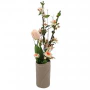 Gesteck mit Blütenzweigen, Tulpe und Ranunkel Kunstblumen