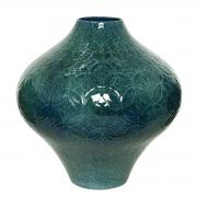 Vase Blumenvase aus Steingut blau - grn 35cm