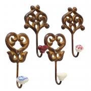 Wandhaken Handtuch-Haken Set 4tlg. Gusseisen antik-braun