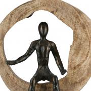 Skulptur z. Hngen Figur aus Alu u. Mango-Holz bronze 28cm / A