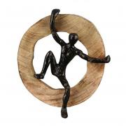 Skulptur z. Hngen Figur aus Alu u. Mango-Holz bronze 28cm / B