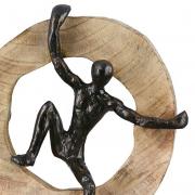 Skulptur z. Hngen Figur aus Alu u. Mango-Holz bronze 28cm / B