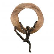 Skulptur z. Hängen Figur aus Alu u. Mango-Holz bronze 28cm / C