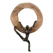 Skulptur z. Hngen Figur aus Alu u. Mango-Holz bronze 28cm / C