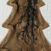 Dekoobjekt Tannenbaum aus Holz geflammt 36cm Vintage