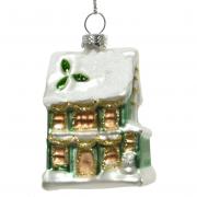 Dekohänger Haus aus Glas grün - bunt handbemalt mit Glitter 6cm