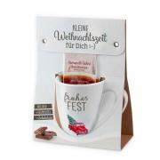 Geschenkset Frohes Fest Becher m. Tee u. Schokolade