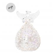 Engel Figur aus Glas mit Glitzer LED 11cm Engel Figur aus Glas mit Glitzer LED 11cm