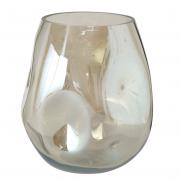 Windlicht / Vase aus Glas asymetrisch grau - beige 25cm