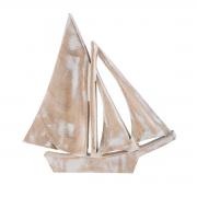 Dekoobjekt Segel-Boot Skulptur Mangoholz wei - braun 25cm