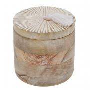 Dose mit Deckel Box aus Mangoholz weiß-natur 15cm
