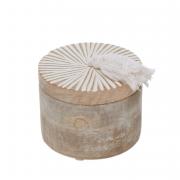 Dose mit Deckel Box aus Mangoholz weiß-natur 9cm