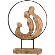 Casablanca Skulptur Dreaming Paar mit Kind Mangoholz 41cm