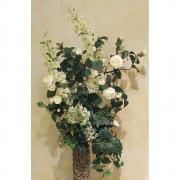 Strauss Seidenblumen Kamelie Rittersporn wei�
