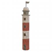 Leuchtturm Deko-Objekt aus Mango-Holz rot-wei 68cm